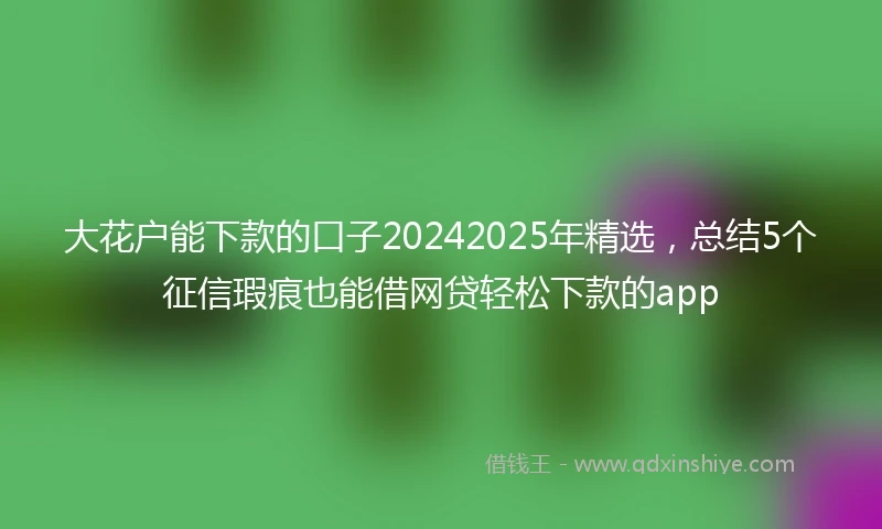 大花户能下款的口子20242025年精选，总结5个征信瑕疵也能借网贷轻松下款的app
