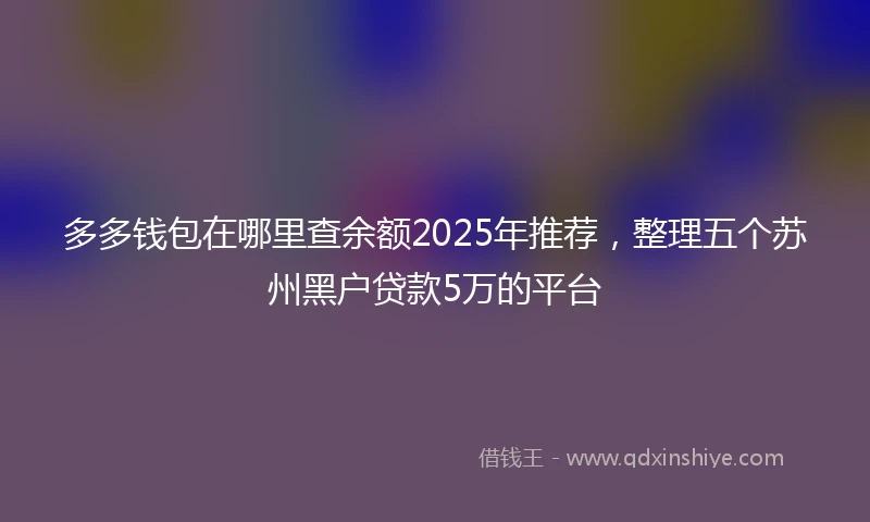 多多钱包在哪里查余额2025年推荐，整理五个苏州黑户贷款5万的平台
