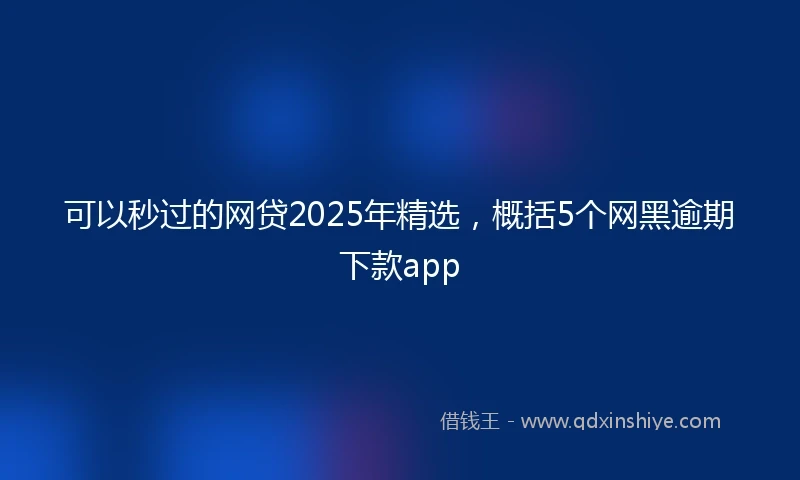 可以秒过的网贷2025年精选，概括5个网黑逾期下款app