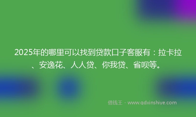 2025年的哪里可以找到贷款口子客服有：拉卡拉、安逸花、人人贷、你我贷、省呗等。