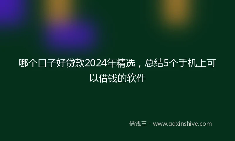 哪个口子好贷款2024年精选，总结5个手机上可以借钱的软件