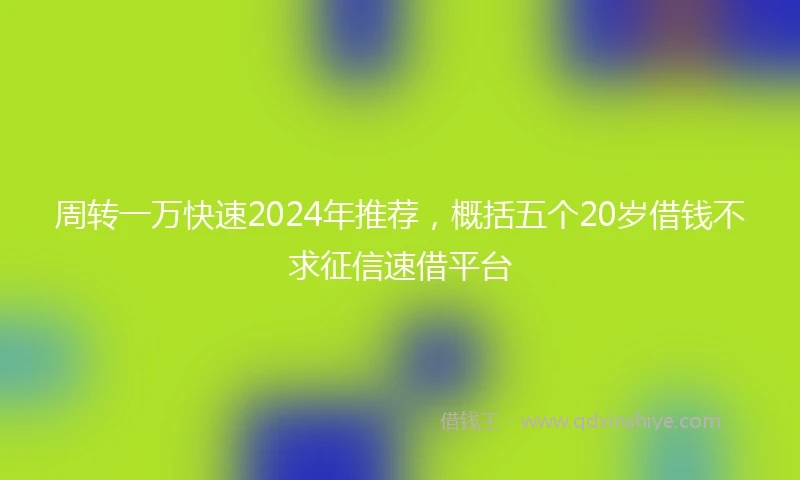 周转一万快速2024年推荐，概括五个20岁借钱不求征信速借平台
