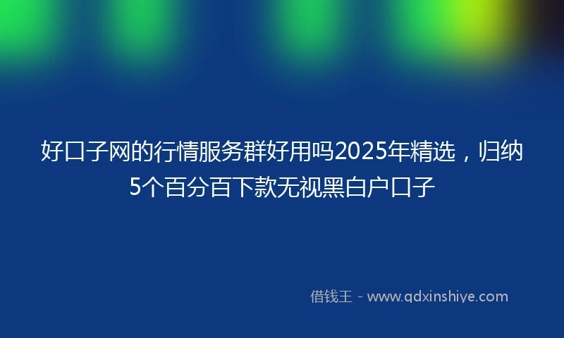 好口子网的行情服务群好用吗2025年精选，归纳5个百分百下款无视黑白户口子