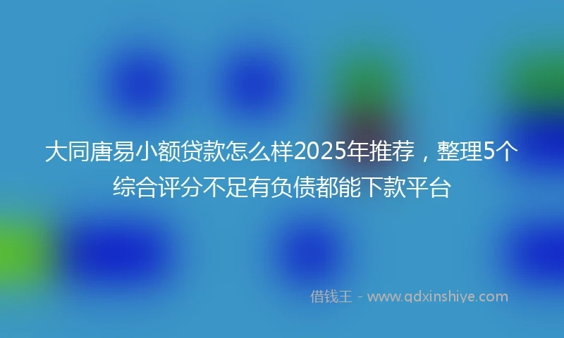 大同唐易小额贷款怎么样2025年推荐，整理5个综合评分不足有负债都能下款平台