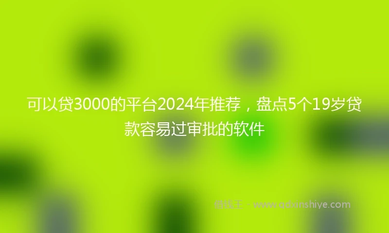 可以贷3000的平台2024年推荐，盘点5个19岁贷款容易过审批的软件