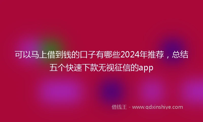 可以马上借到钱的口子有哪些2024年推荐，总结五个快速下款无视征信的app