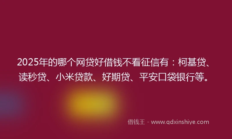 2025年的哪个网贷好借钱不看征信有：柯基贷、读秒贷、小米贷款、好期贷、平安口袋银行等。