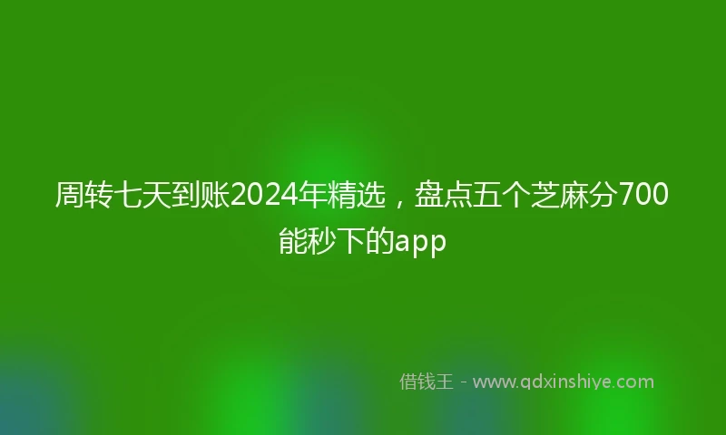周转七天到账2024年精选，盘点五个芝麻分700能秒下的app