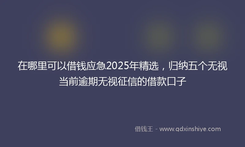 在哪里可以借钱应急2025年精选,归纳五个无视当前逾期无视征信的借款口子