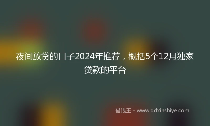夜间放贷的口子2024年推荐，概括5个12月独家贷款的平台