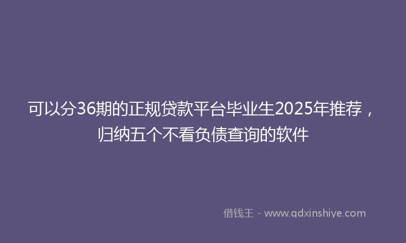 可以分36期的正规贷款平台毕业生2025年推荐，归纳五个不看负债查询的软件