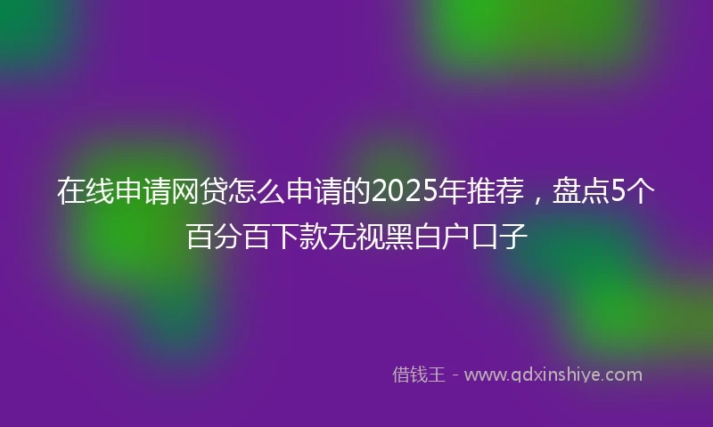 在线申请网贷怎么申请的2025年推荐，盘点5个百分百下款无视黑白户口子