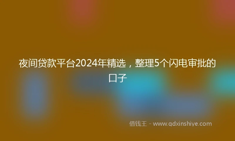 夜间贷款平台2024年精选，整理5个闪电审批的口子
