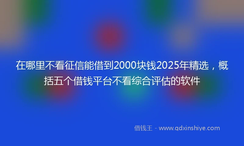 在哪里不看征信能借到2000块钱2025年精选,概括五个借钱平台不看综合评估的软件