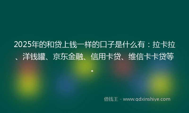 2025年的和贷上钱一样的口子是什么有：拉卡拉、洋钱罐、京东金融、信用卡贷、维信卡卡贷等。