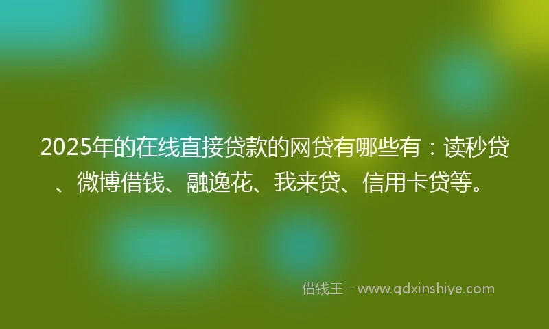 2025年的在线直接贷款的网贷有哪些有：读秒贷、微博借钱、融逸花、我来贷、信用卡贷等。