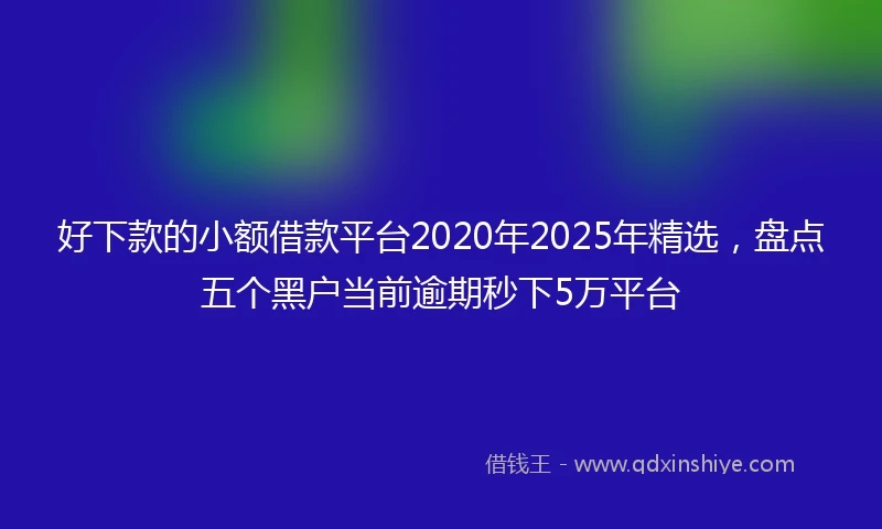好下款的小额借款平台2020年2025年精选，盘点五个黑户当前逾期秒下5万平台