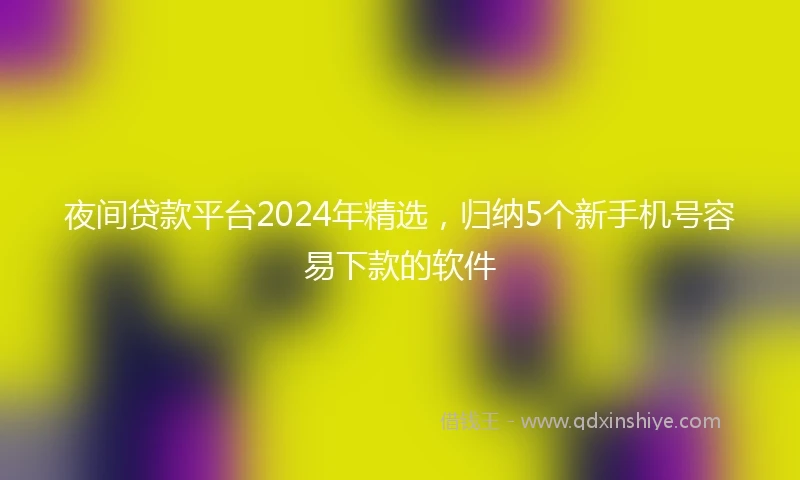 夜间贷款平台2024年精选，归纳5个新手机号容易下款的软件