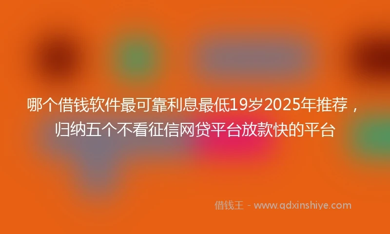 哪个借钱软件最可靠利息最低19岁2025年推荐,归纳五个不看征信网贷平台放款快的平台
