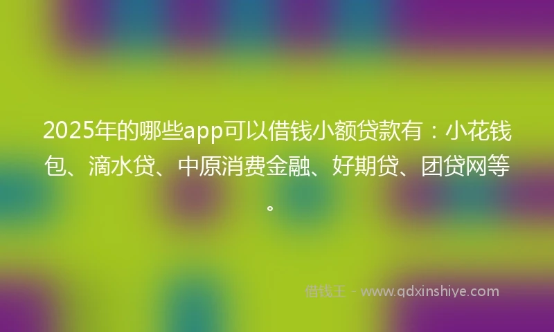 2025年的哪些app可以借钱小额贷款有：小花钱包、滴水贷、中原消费金融、好期贷、团贷网等。