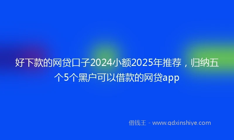 好下款的网贷口子2024小额2025年推荐，归纳五个5个黑户可以借款的网贷app