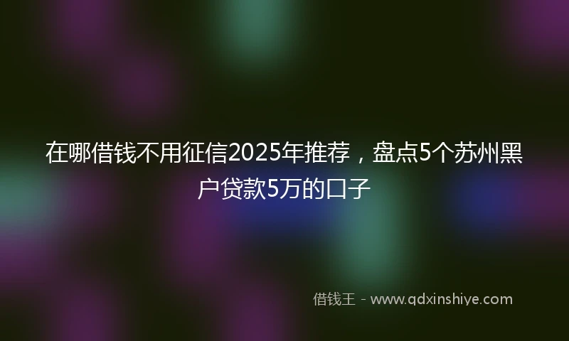 在哪借钱不用征信2025年推荐，盘点5个苏州黑户贷款5万的口子