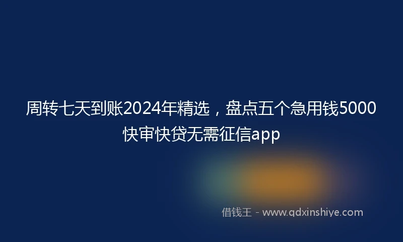 周转七天到账2024年精选，盘点五个急用钱5000快审快贷无需征信app