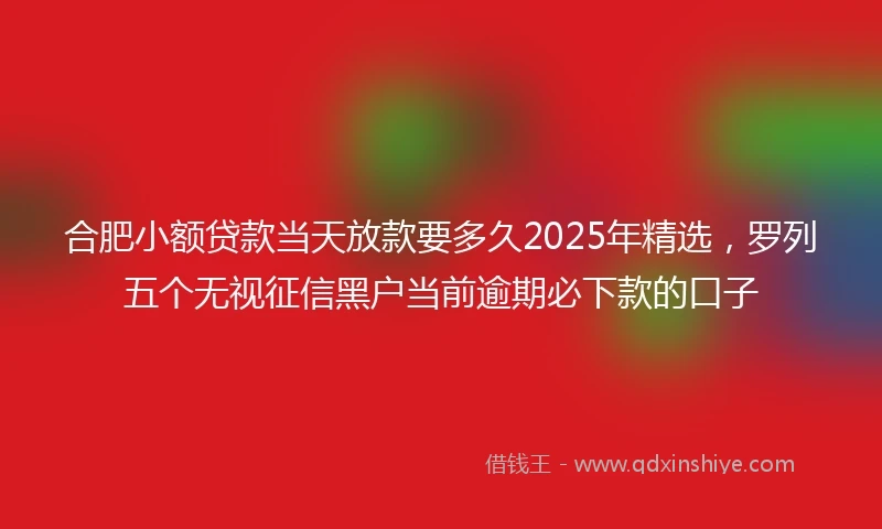 合肥小额贷款当天放款要多久2025年精选，罗列五个无视征信黑户当前逾期必下款的口子