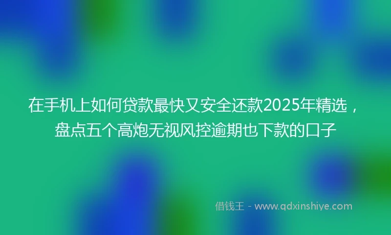 在手机上如何贷款最快又安全还款2025年精选,盘点五个高炮无视风控逾期也下款的口子