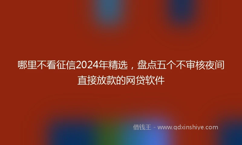 哪里不看征信2024年精选，盘点五个不审核夜间直接放款的网贷软件