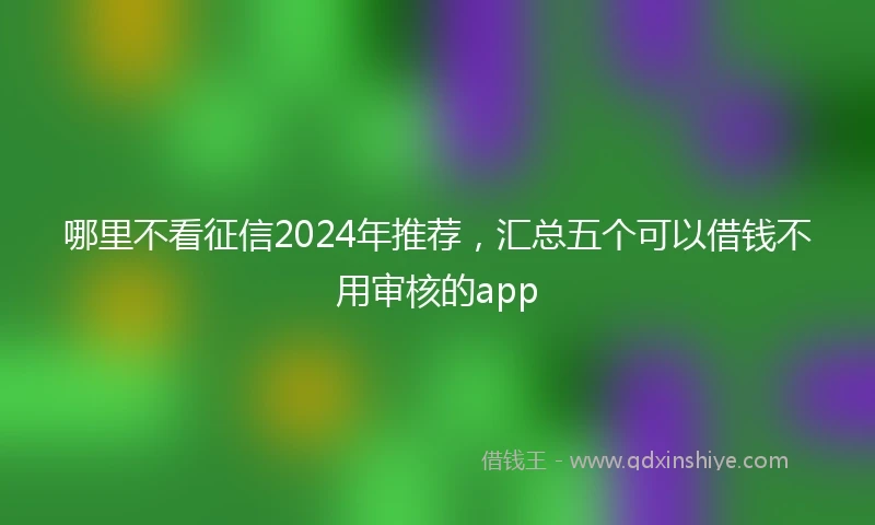 哪里不看征信2024年推荐，汇总五个可以借钱不用审核的app