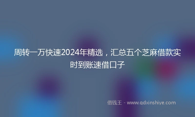 周转一万快速2024年精选，汇总五个芝麻借款实时到账速借口子