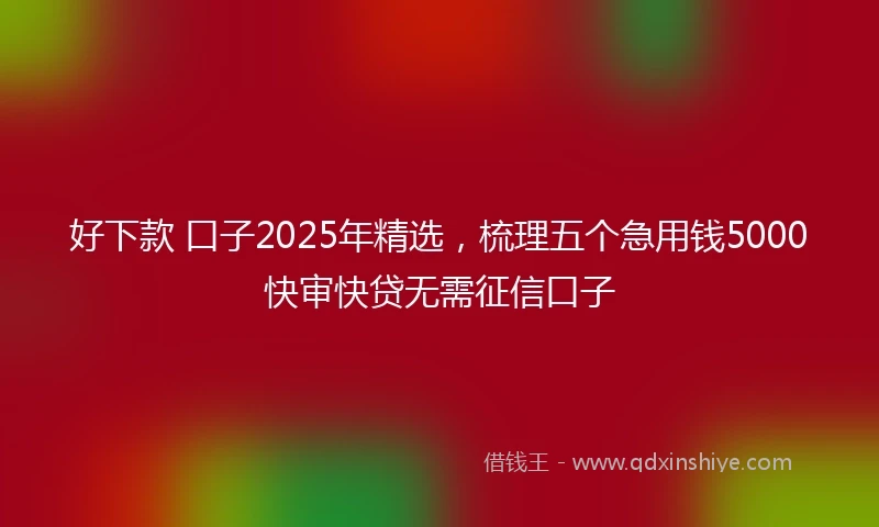 好下款 口子2025年精选,梳理五个急用钱5000快审快贷无需征信口子