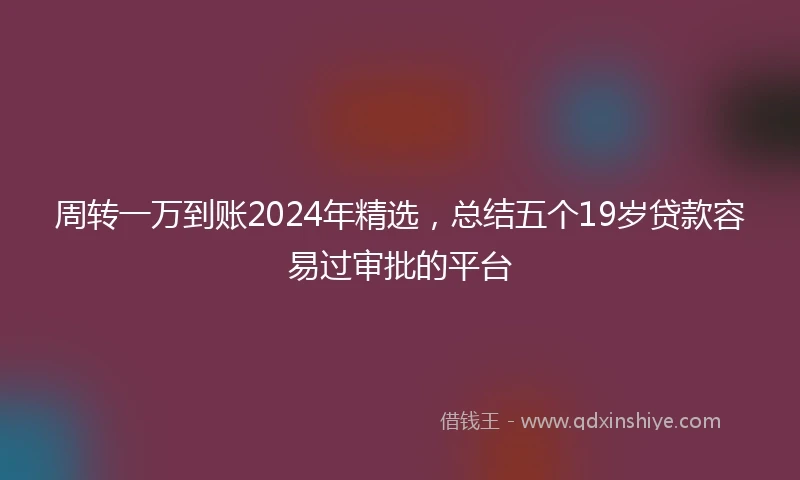 周转一万到账2024年精选,总结五个19岁贷款容易过审批的平台