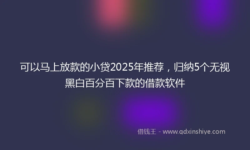 可以马上放款的小贷2025年推荐，归纳5个无视黑白百分百下款的借款软件