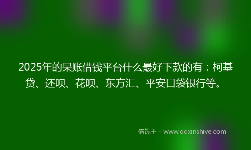 2025年的呆账借钱平台什么最好下款的有:柯基贷、还呗、花呗、东方汇、平安口袋银行等。