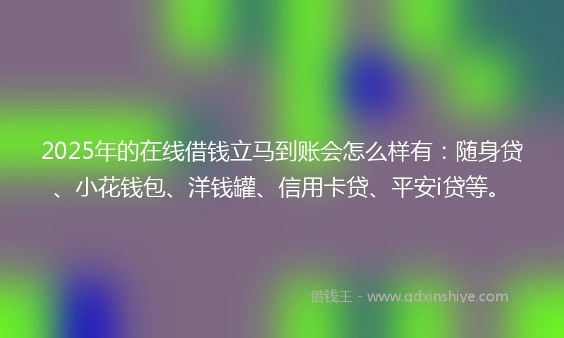 2025年的在线借钱立马到账会怎么样有：随身贷、小花钱包、洋钱罐、信用卡贷、平安i贷等。