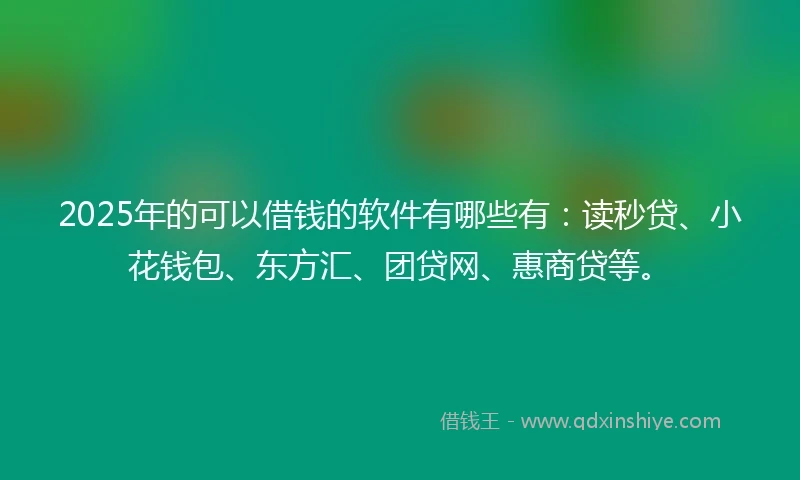 2025年的可以借钱的软件有哪些有：读秒贷、小花钱包、东方汇、团贷网、惠商贷等。