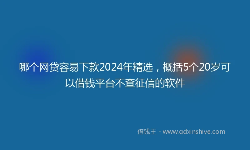 哪个网贷容易下款2024年精选，概括5个20岁可以借钱平台不查征信的软件