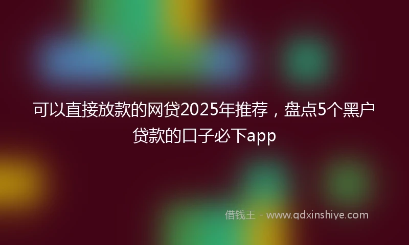 可以直接放款的网贷2025年推荐，盘点5个黑户贷款的口子必下app