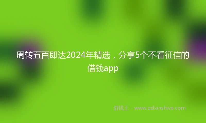 周转五百即达2024年精选，分享5个不看征信的借钱app