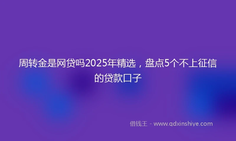 周转金是网贷吗2025年精选，盘点5个不上征信的贷款口子