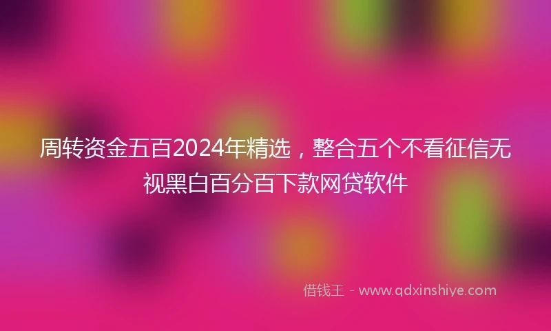 周转资金五百2024年精选，整合五个不看征信无视黑白百分百下款网贷软件
