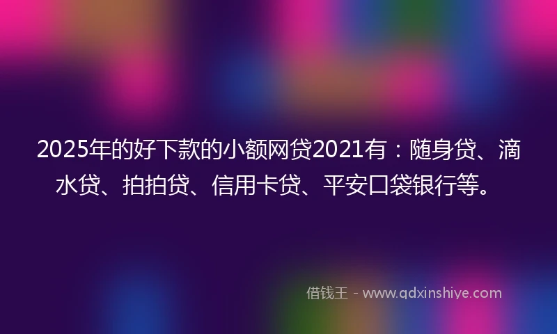 2025年的好下款的小额网贷2021有：随身贷、滴水贷、拍拍贷、信用卡贷、平安口袋银行等。