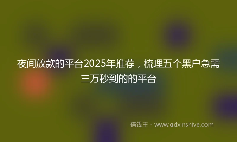 夜间放款的平台2025年推荐，梳理五个黑户急需三万秒到的的平台