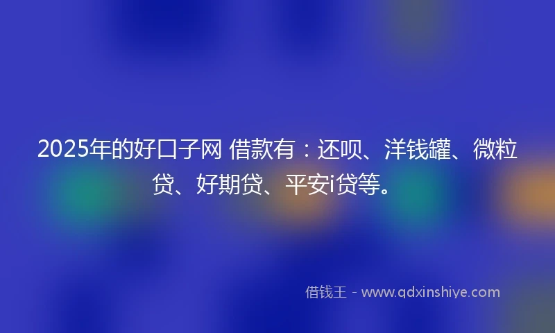 2025年的好口子网 借款有：还呗、洋钱罐、微粒贷、好期贷、平安i贷等。