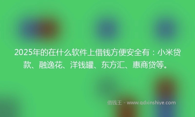 2025年的在什么软件上借钱方便安全有：小米贷款、融逸花、洋钱罐、东方汇、惠商贷等。