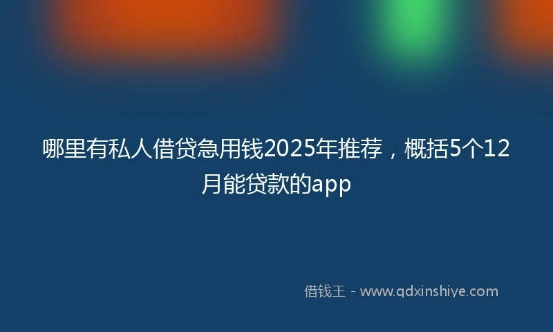 哪里有私人借贷急用钱2025年推荐，概括5个12月能贷款的app