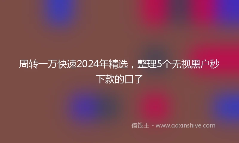 周转一万快速2024年精选，整理5个无视黑户秒下款的口子