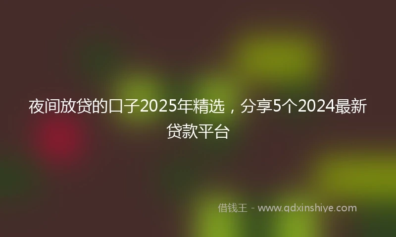 夜间放贷的口子2025年精选，分享5个2024最新贷款平台